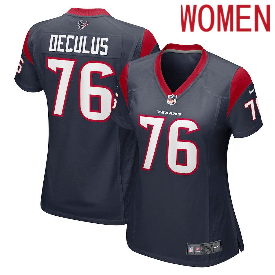 Women Houston Texans #76 Austin Deculus Nike Navy Game Player NFL Jersey